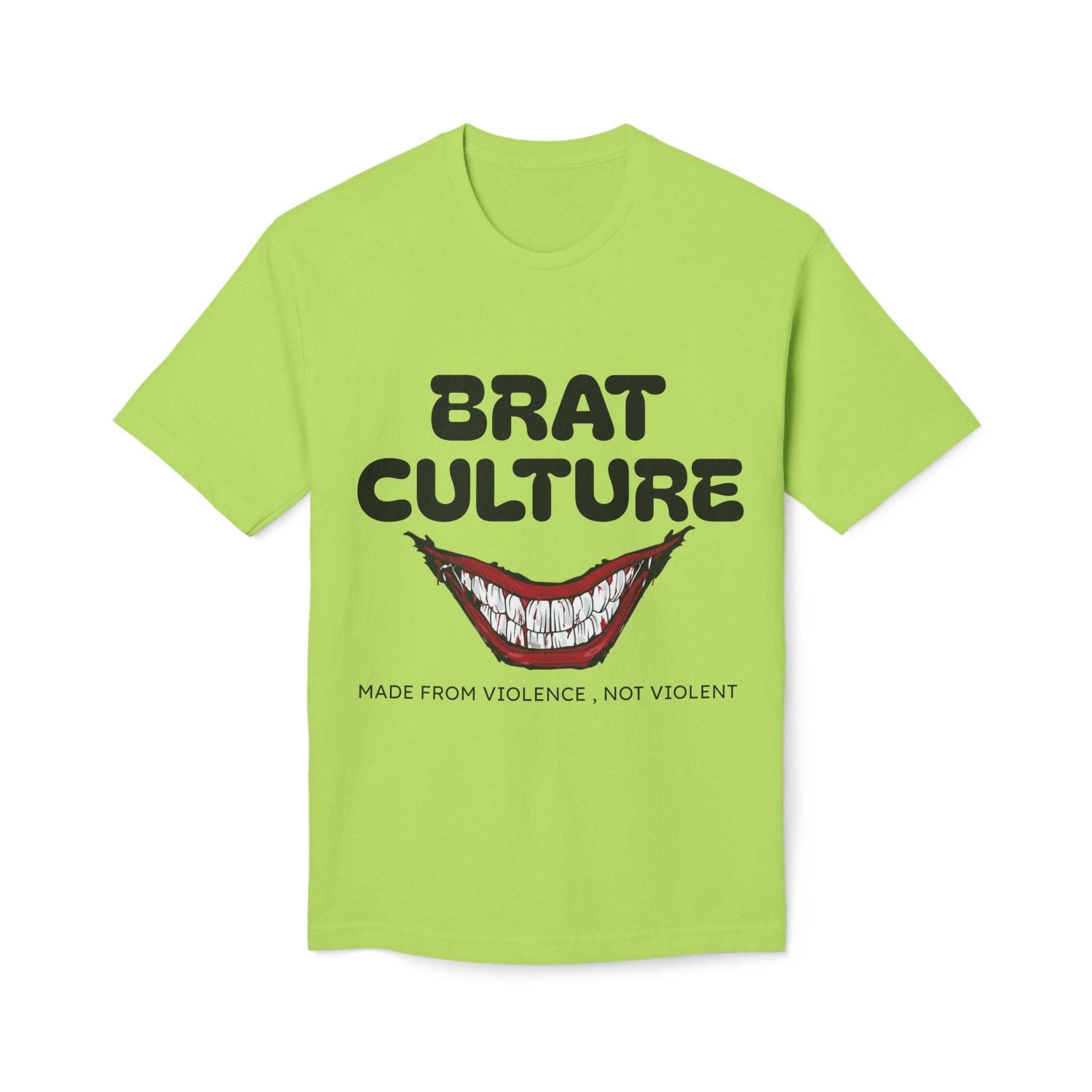 Brat Culture T-Shirt — 'Made From Violence, Not Violent' Graphic Tee