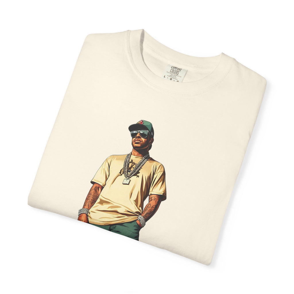 Graphic T-Shirt — Casual Streetwear Man with Dog Illustration