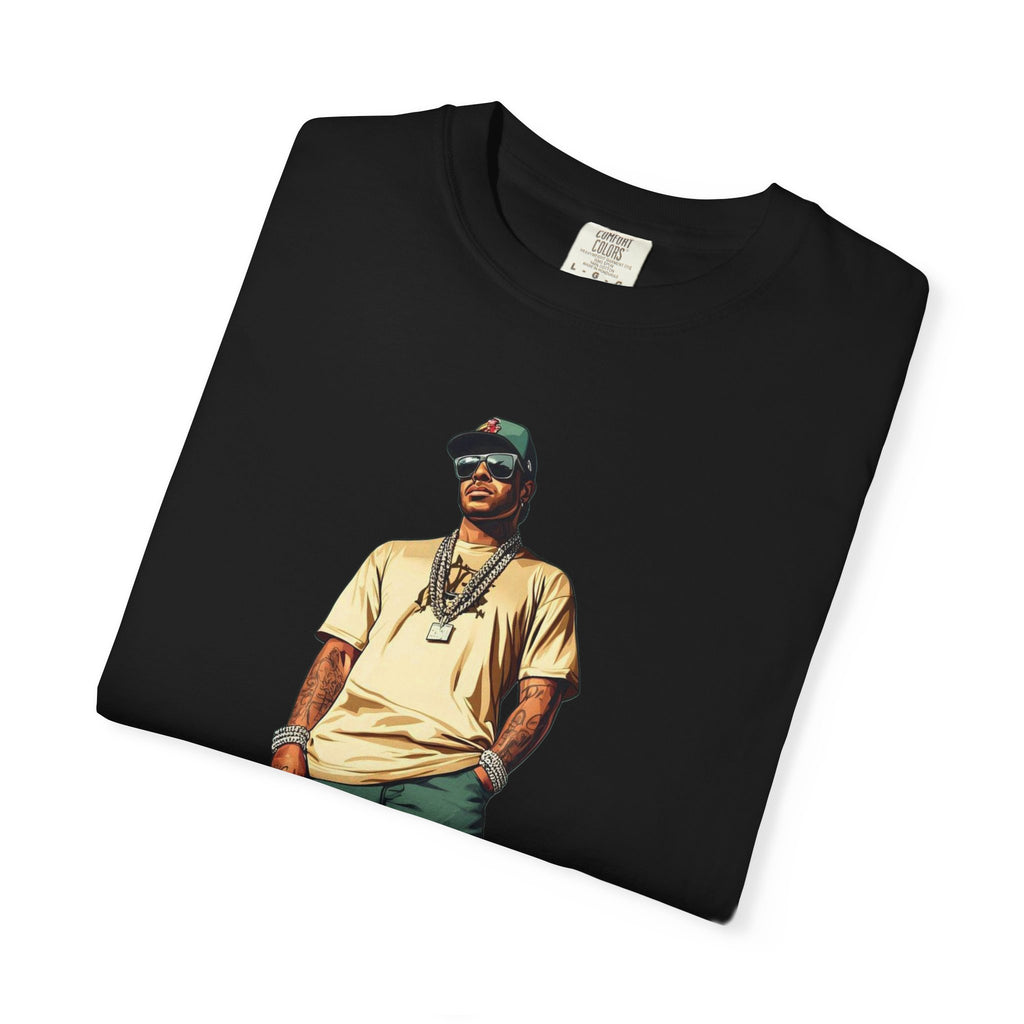 Graphic T-Shirt — Casual Streetwear Man with Dog Illustration