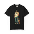 Graphic T-Shirt — Casual Streetwear Man with Dog Illustration